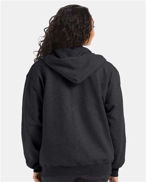 Hanes F280 Unisex Ultimate Cotton Full-Zip Hooded Sweatshirt - Charcoal Heather - model back