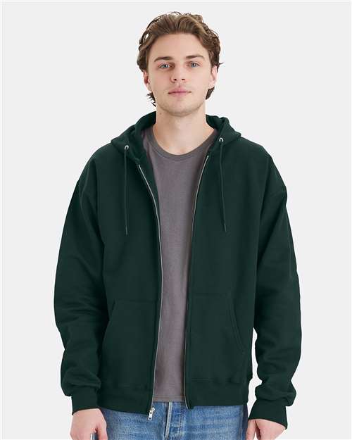 Hanes F280 Unisex Ultimate Cotton Full-Zip Hooded Sweatshirt - Deep Forest - model front