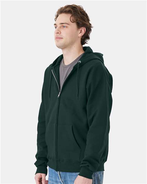 Hanes F280 Unisex Ultimate Cotton Full-Zip Hooded Sweatshirt - Deep Forest - model side