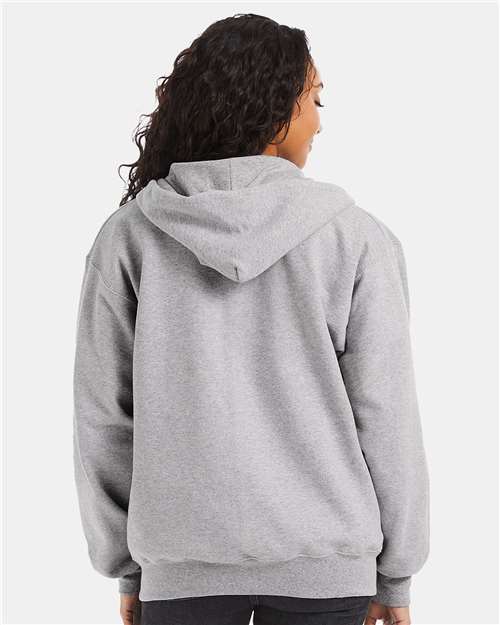 Hanes F280 Unisex Ultimate Cotton Full-Zip Hooded Sweatshirt - Light Steel - model back