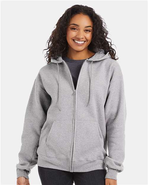 Hanes F280 Unisex Ultimate Cotton Full-Zip Hooded Sweatshirt - Light Steel - model front