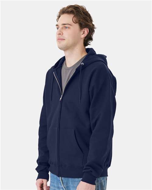 Hanes F280 Unisex Ultimate Cotton Full-Zip Hooded Sweatshirt - Navy - model side
