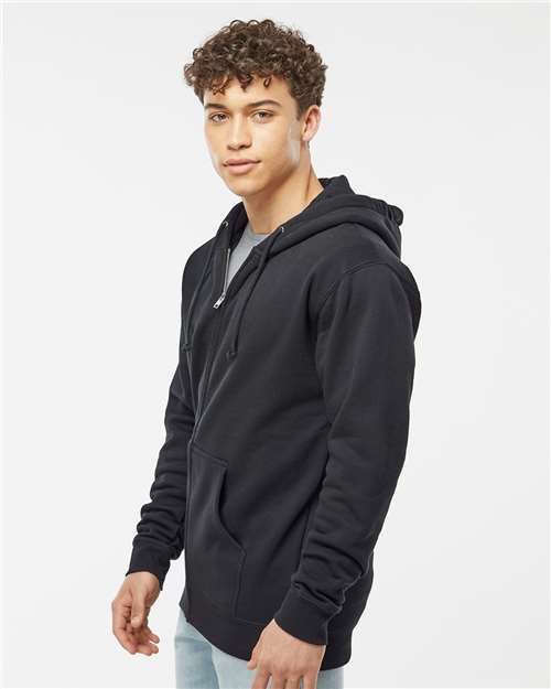 Independent Trading Co. IND4000Z Unisex Heavyweight Full-Zip Hooded Sweatshirt - Black - model side