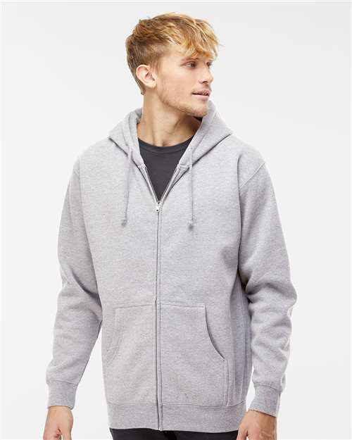 Independent Trading Co. IND4000Z Unisex Heavyweight Full-Zip Hooded Sweatshirt - Grey Heather - model front