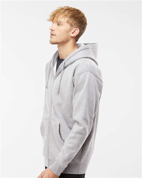 Independent Trading Co. IND4000Z Unisex Heavyweight Full-Zip Hooded Sweatshirt - Grey Heather - model side