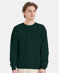 Hanes P160 EcoSmart Crewneck Sweatshirt - Deep Forest - model front
