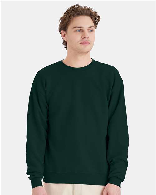 Hanes P160 EcoSmart Crewneck Sweatshirt - Deep Forest - model front
