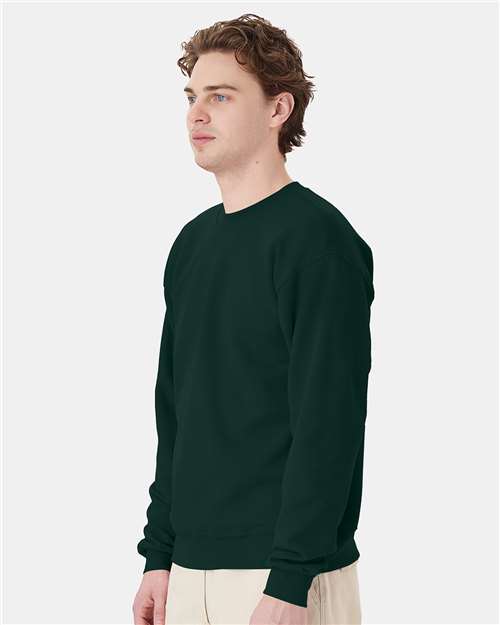 Hanes P160 EcoSmart Crewneck Sweatshirt - Deep Forest - model side