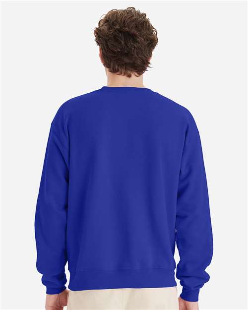 Hanes P160 EcoSmart Crewneck Sweatshirt - Deep Royal - model back