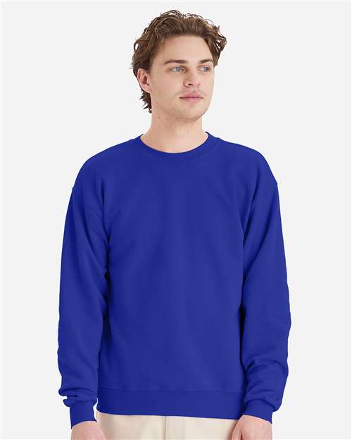 Hanes P160 EcoSmart Crewneck Sweatshirt - Deep Royal - model front