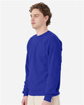 Hanes P160 EcoSmart Crewneck Sweatshirt - Deep Royal - model side
