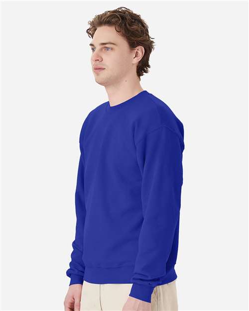 Hanes P160 EcoSmart Crewneck Sweatshirt - Deep Royal - model side
