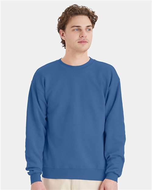 Hanes P160 EcoSmart Crewneck Sweatshirt - Denim Blue - model front