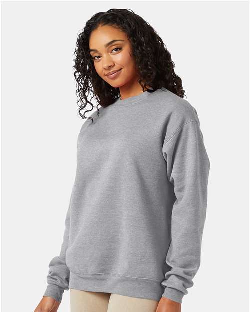 Hanes P160 EcoSmart Crewneck Sweatshirt - Light Steel - model side