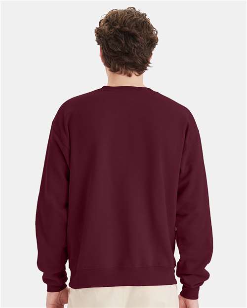 Hanes P160 EcoSmart Crewneck Sweatshirt - Maroon - model back