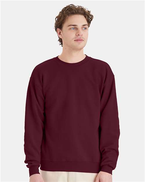 Hanes P160 EcoSmart Crewneck Sweatshirt - Maroon - model front