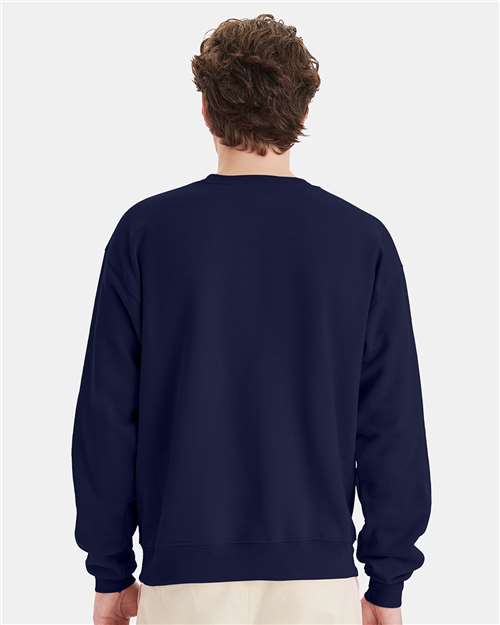Hanes P160 EcoSmart Crewneck Sweatshirt - Navy - model back