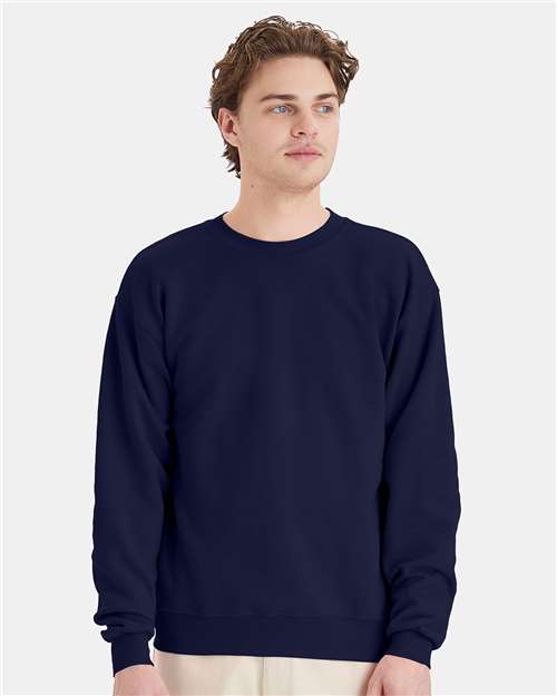 Hanes P160 EcoSmart Crewneck Sweatshirt - Navy - model front