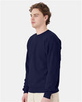 Hanes P160 EcoSmart Crewneck Sweatshirt - Navy - model side