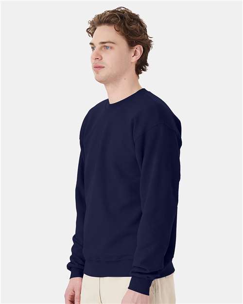 Hanes P160 EcoSmart Crewneck Sweatshirt - Navy - model side
