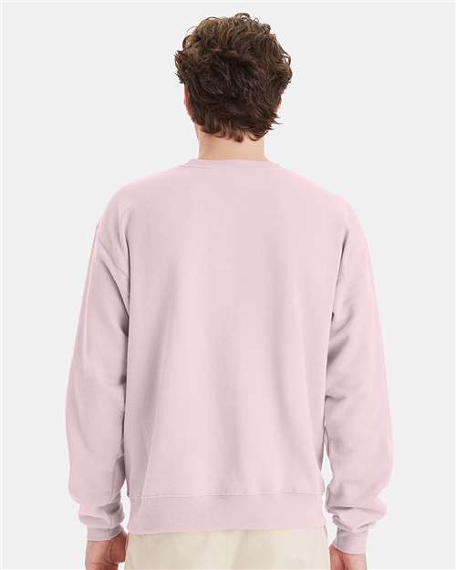 Hanes P160 EcoSmart Crewneck Sweatshirt - Pale Pink - model back