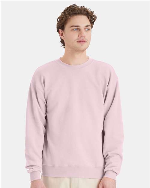 Hanes P160 EcoSmart Crewneck Sweatshirt - Pale Pink - model front