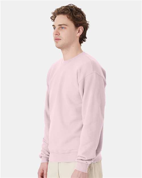 Hanes P160 EcoSmart Crewneck Sweatshirt - Pale Pink - model side