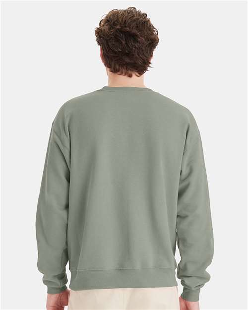 Hanes P160 EcoSmart Crewneck Sweatshirt - Stonewashed Green - model back