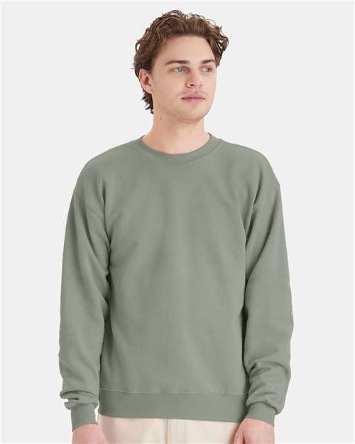 Hanes P160 EcoSmart Crewneck Sweatshirt - Stonewashed Green - model front