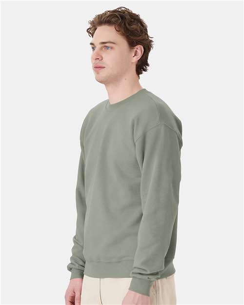 Hanes P160 EcoSmart Crewneck Sweatshirt - Stonewashed Green - model side