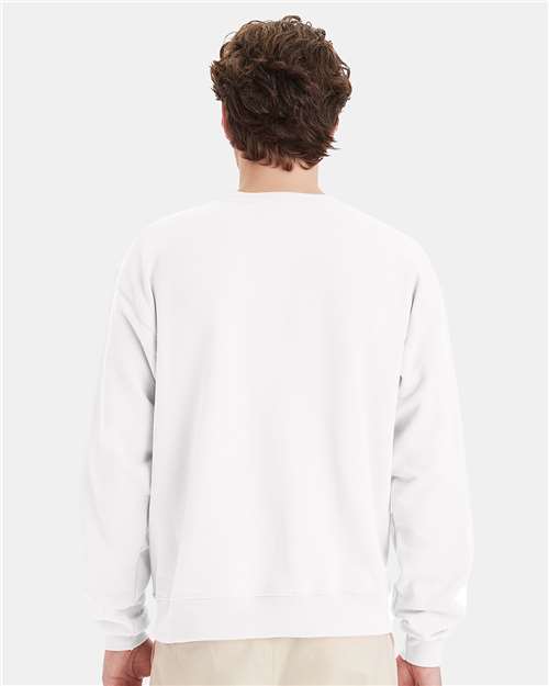 Hanes P160 EcoSmart Crewneck Sweatshirt - White - model back