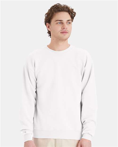Hanes P160 EcoSmart Crewneck Sweatshirt - White - model front
