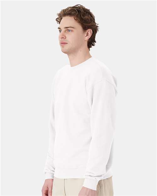 Hanes P160 EcoSmart Crewneck Sweatshirt - White - model side