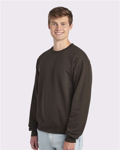 Jerzees 562MR NuBlend Crewneck Sweatshirt - Chocolate - model side