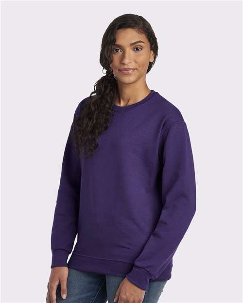 Jerzees 562MR NuBlend Crewneck Sweatshirt - Deep Purple - model side