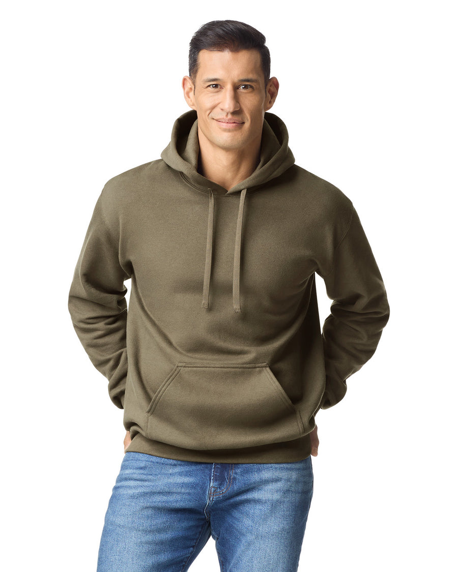 Gildan 19500 Unisex Hammer Maxweight Hooded Sweatshirt - Olive - model front