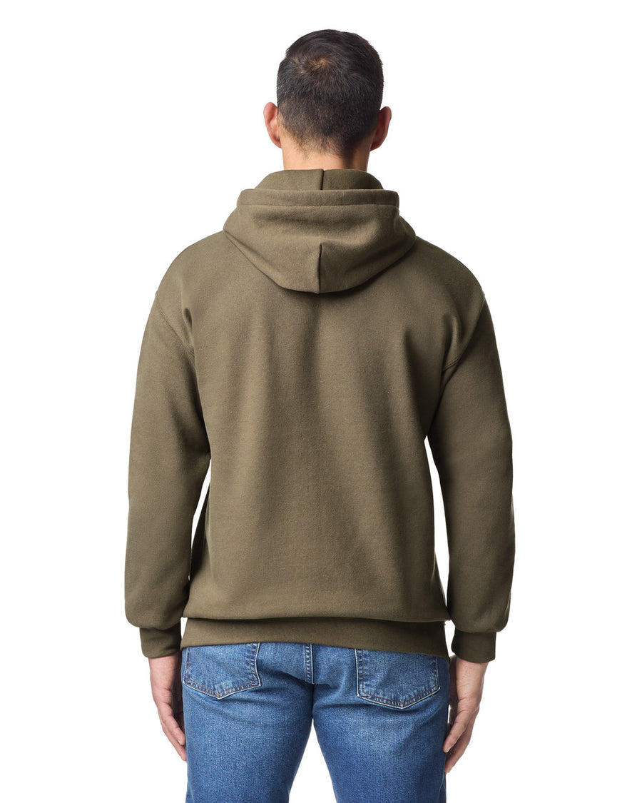Gildan 19500 Unisex Hammer Maxweight Hooded Sweatshirt - Olive - model back