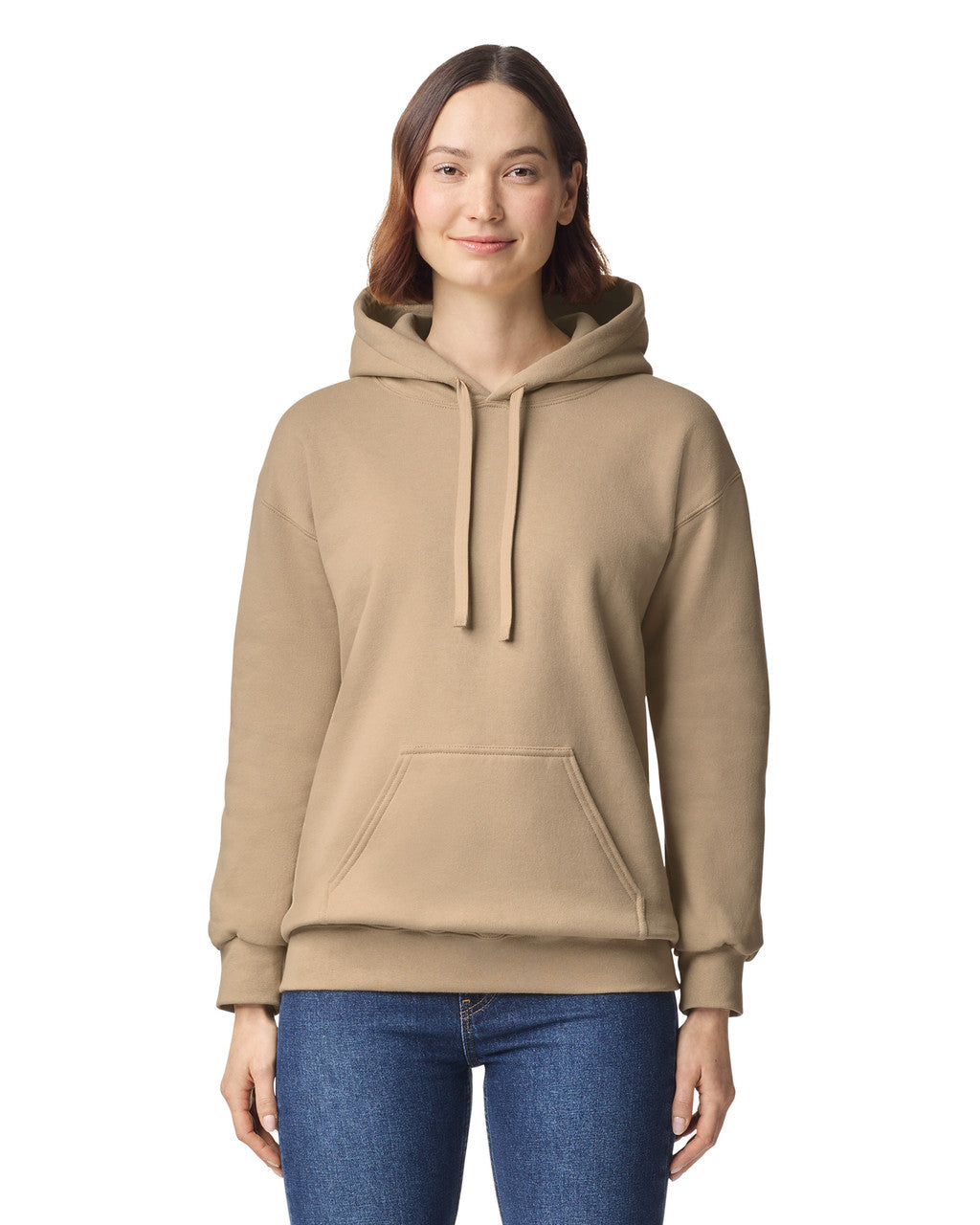 Gildan 19500 Unisex Hammer Maxweight Hooded Sweatshirt - Tan - model front