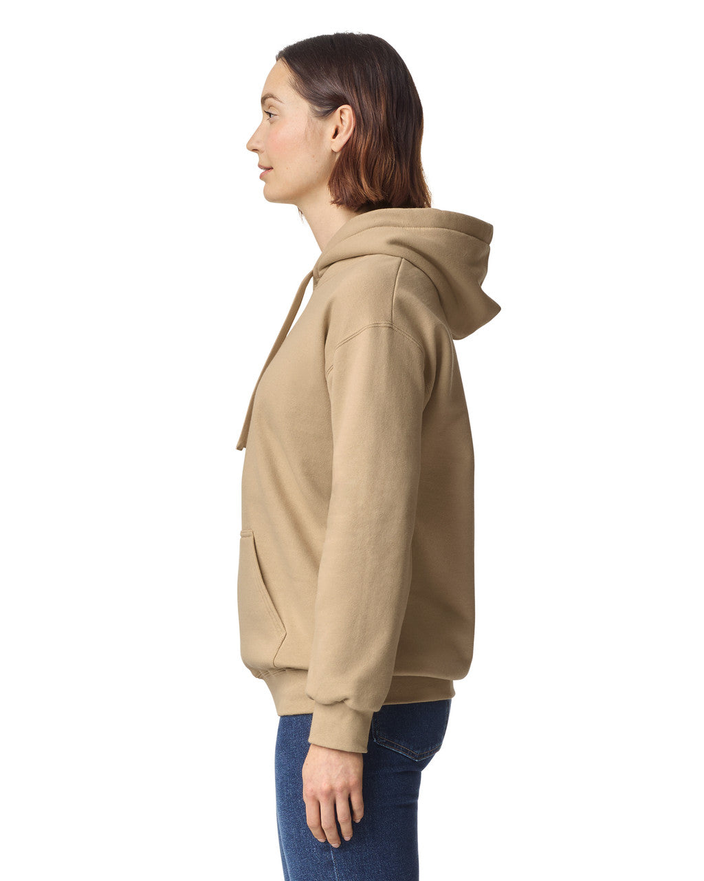 Gildan 19500 Unisex Hammer Maxweight Hooded Sweatshirt - Tan - model side