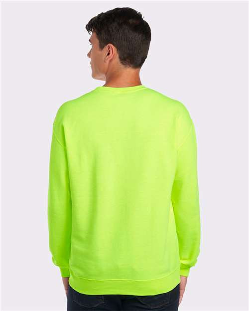 Jerzees 562MR NuBlend Crewneck Sweatshirt - Safety Green - model back