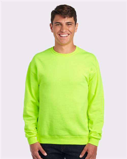 Jerzees 562MR NuBlend Crewneck Sweatshirt - Safety Green - model front