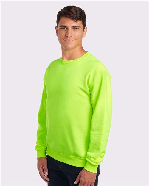 Jerzees 562MR NuBlend Crewneck Sweatshirt - Safety Green - model side