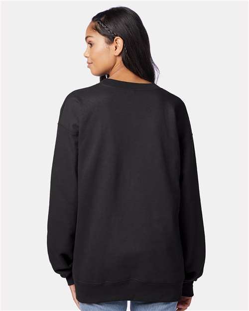Hanes F260 Unisex Ultimate Cotton Crewneck Sweatshirt - Black - model back