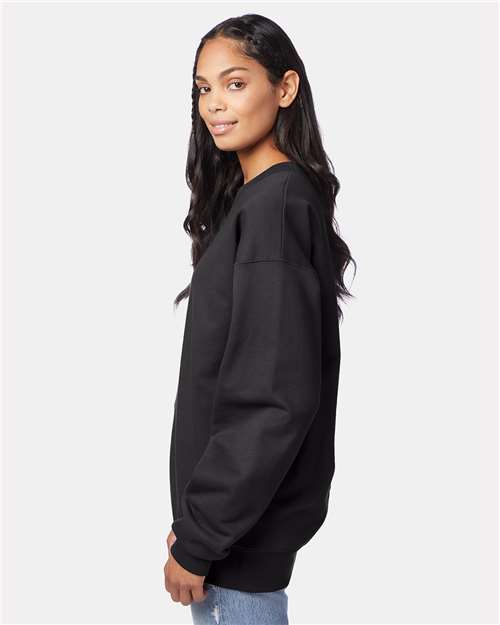 Hanes F260 Unisex Ultimate Cotton Crewneck Sweatshirt - Black - model side