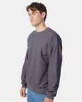 Hanes F260 Unisex Ultimate Cotton Crewneck Sweatshirt - Charcoal Heather - model side