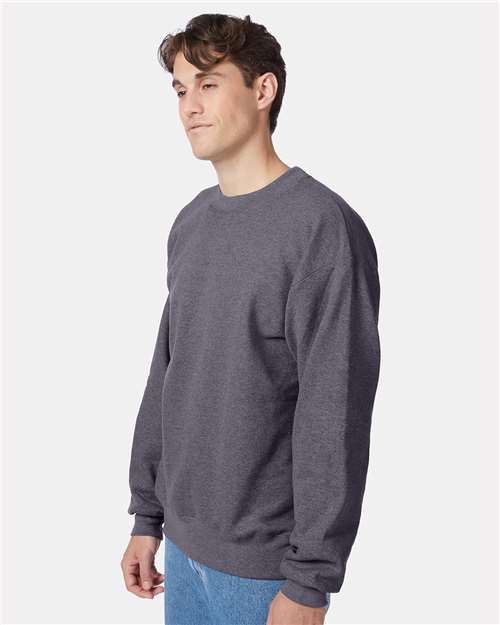 Hanes F260 Unisex Ultimate Cotton Crewneck Sweatshirt - Charcoal Heather - model side