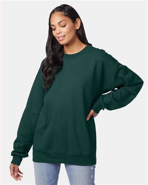 Hanes F260 Unisex Ultimate Cotton Crewneck Sweatshirt - Deep Forest - model front