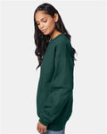 Hanes F260 Unisex Ultimate Cotton Crewneck Sweatshirt - Deep Forest - model side