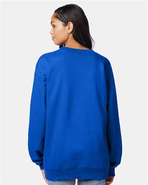 Hanes F260 Unisex Ultimate Cotton Crewneck Sweatshirt - Deep Royal - model back