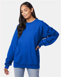 Hanes F260 Unisex Ultimate Cotton Crewneck Sweatshirt - Deep Royal - model front